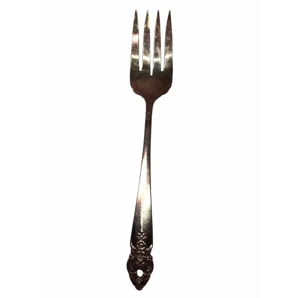 Vintage Flatware Fork Distinction silver plate by oneida Large serving fork 8.5